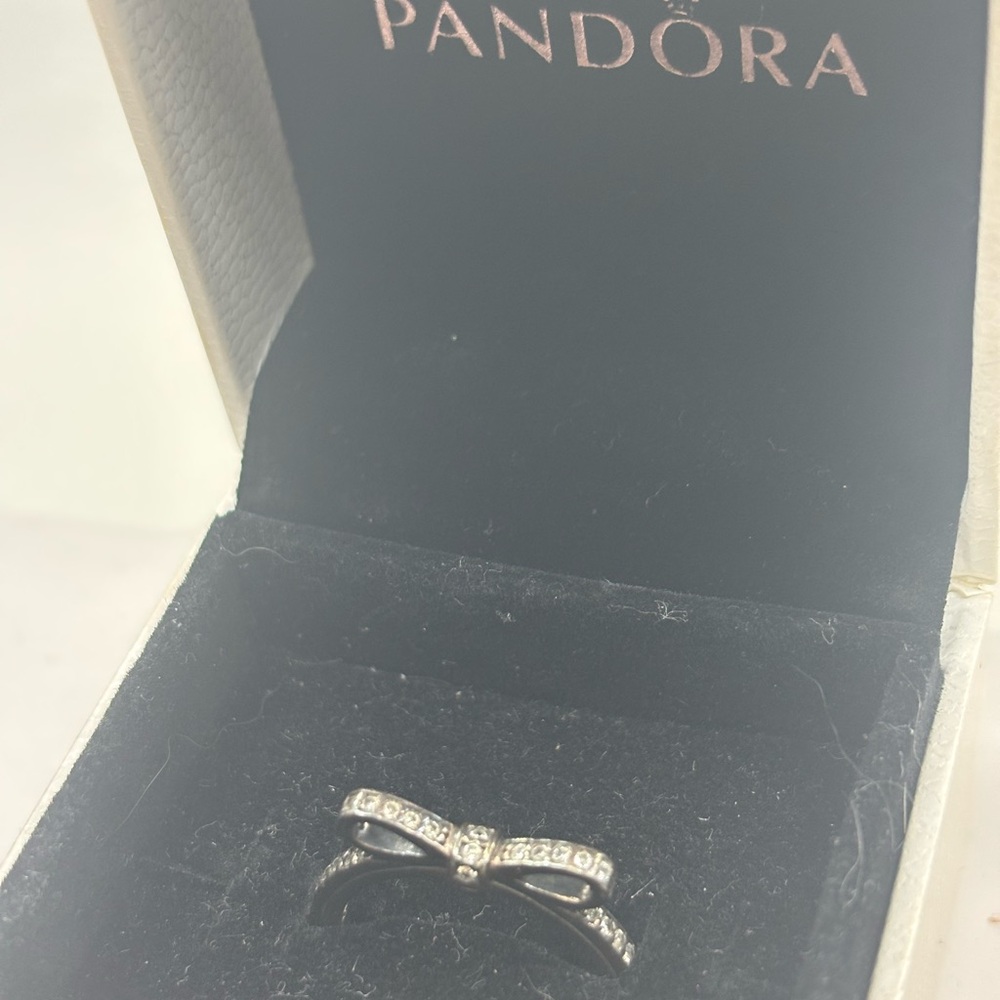 Pandora Silver Wishbone Ring with Sparkling Stones
